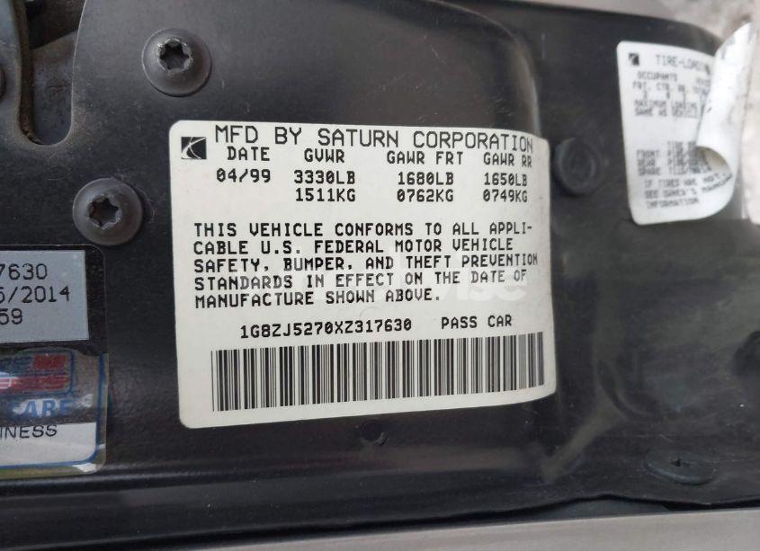 Photo 9 of 1999 Saturn Sl BASE (M5) (VIN 1G8ZJ5270XZ317630)