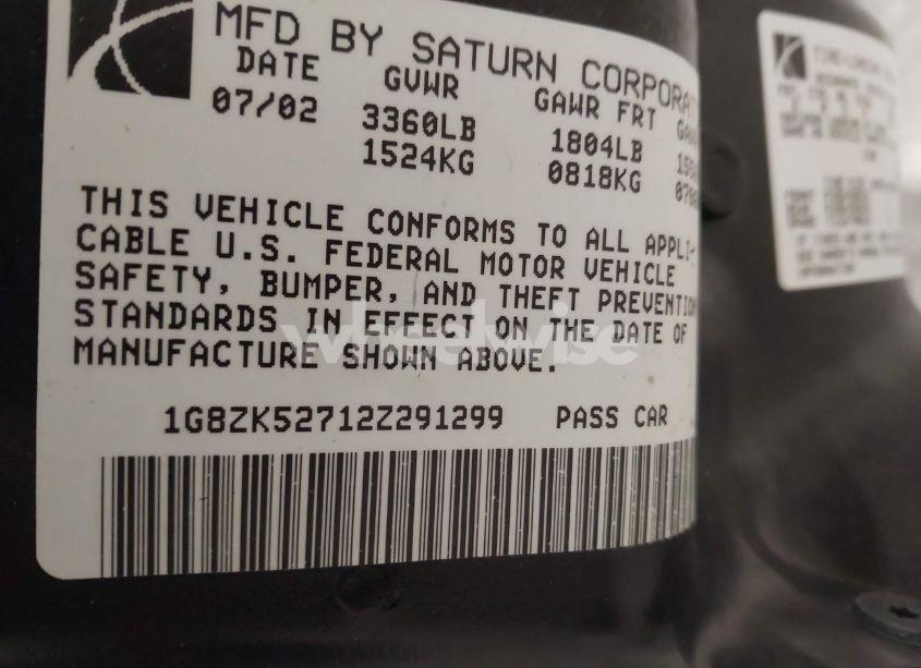 Photo 9 of 2002 Saturn S-series SL2 (VIN 1G8ZK52712Z291299)