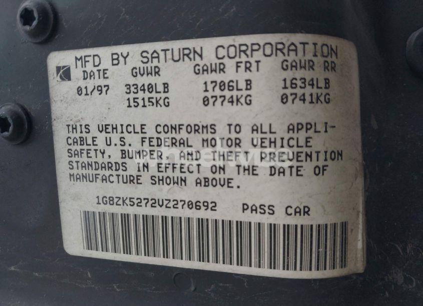 Photo 9 of 1997 Saturn Sl SL2 (VIN 1G8ZK5272VZ270692)