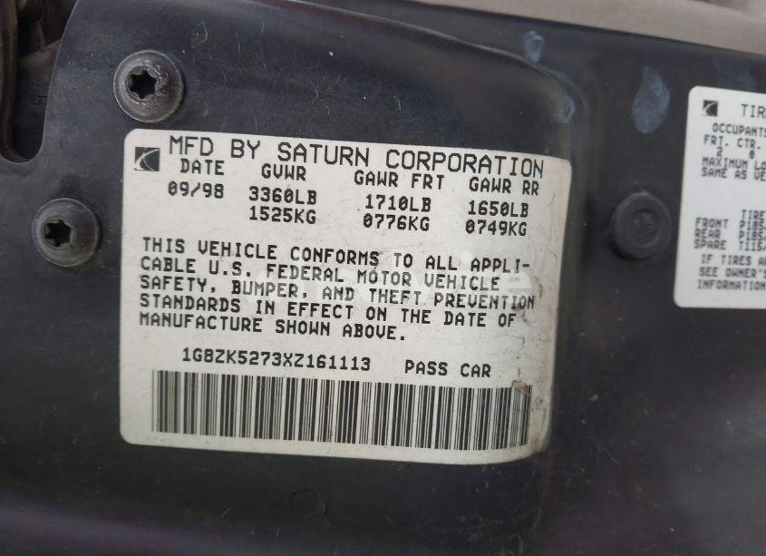 Photo 9 of 1999 Saturn Sl2 N/A (VIN 1G8ZK5273XZ161113)