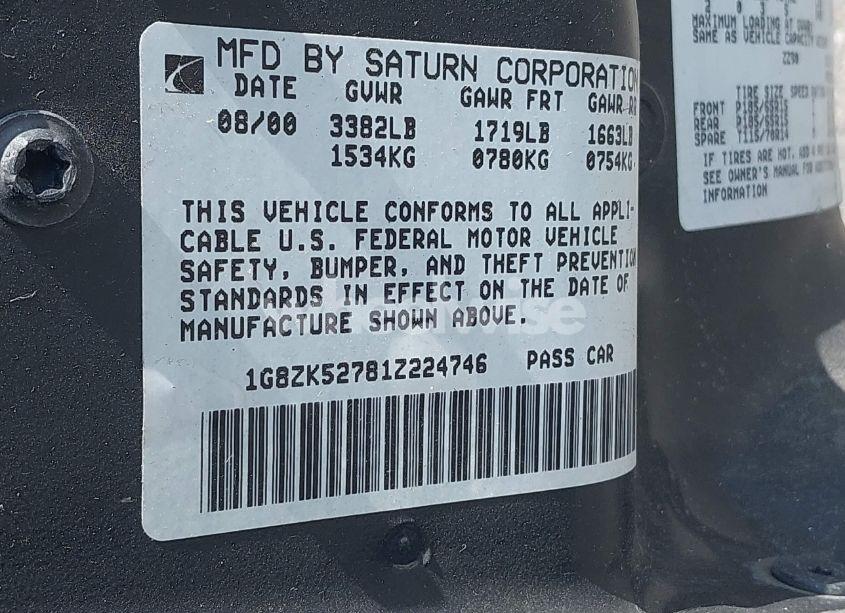 Photo 9 of 2001 Saturn Sl2 N/A (VIN 1G8ZK52781Z224746)