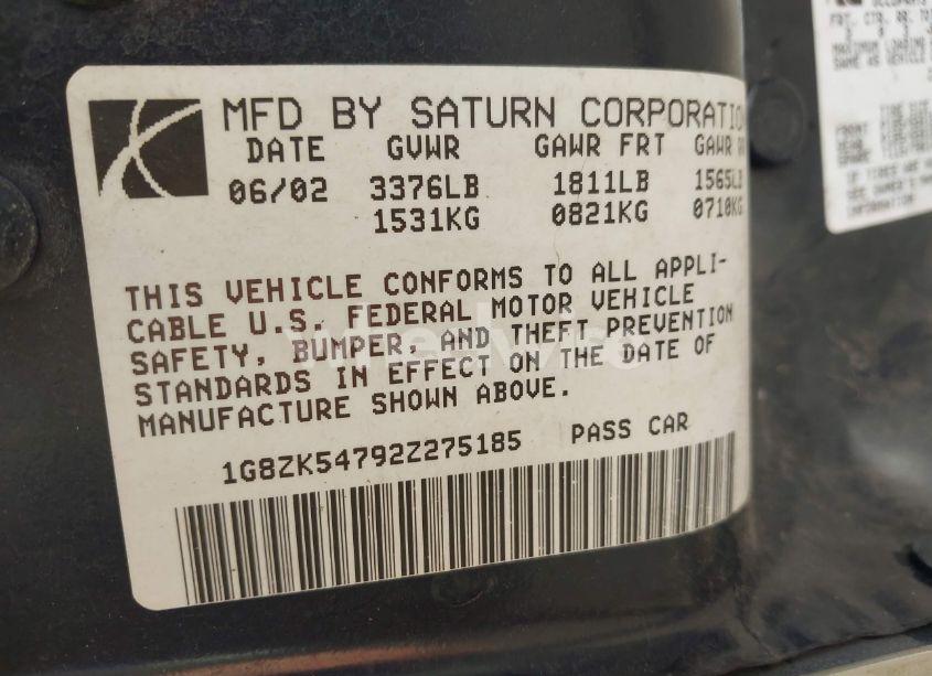 Photo 9 of 2002 Saturn S-series SL2 (VIN 1G8ZK54792Z275185)