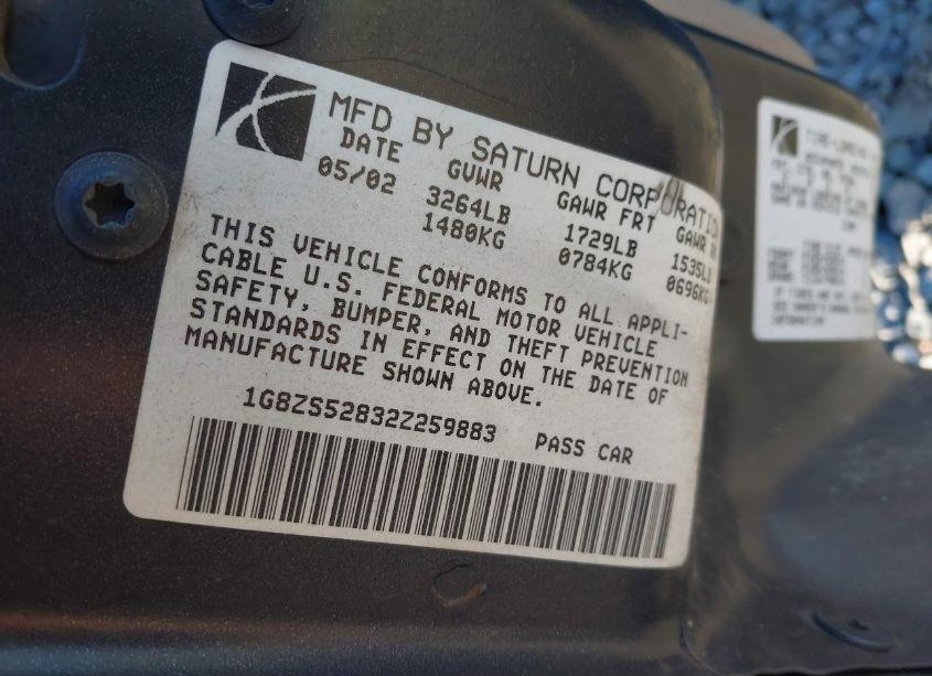 Photo 9 of 2002 Saturn S-series SL (VIN 1G8ZS52832Z259883)