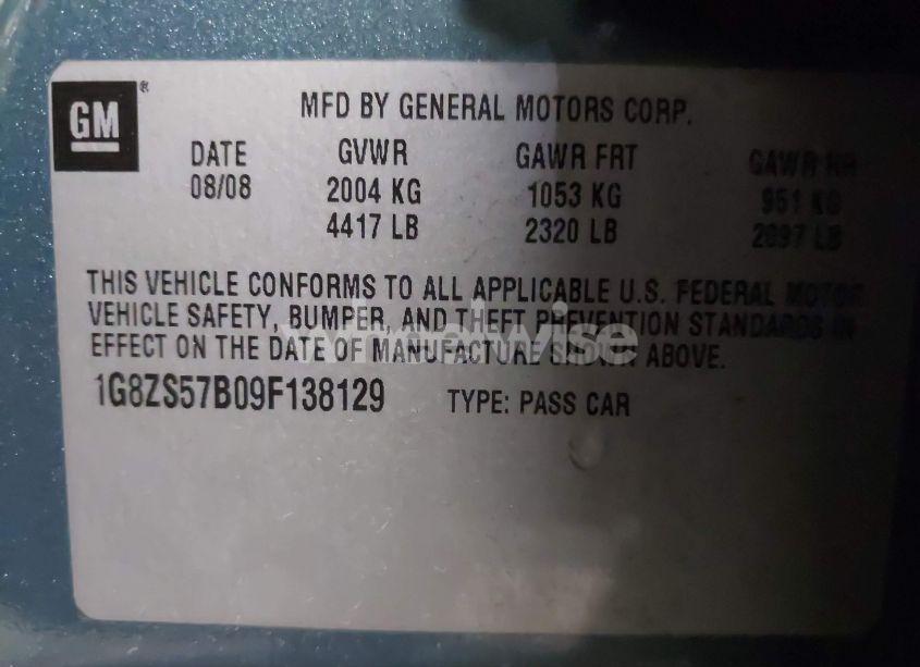 Photo 9 of 2009 Saturn Aura XE (VIN 1G8ZS57B09F138129)