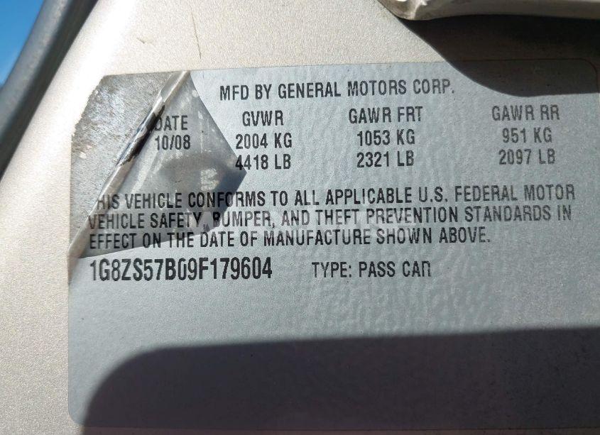 Photo 9 of 2009 Saturn Aura XE (VIN 1G8ZS57B09F179604)