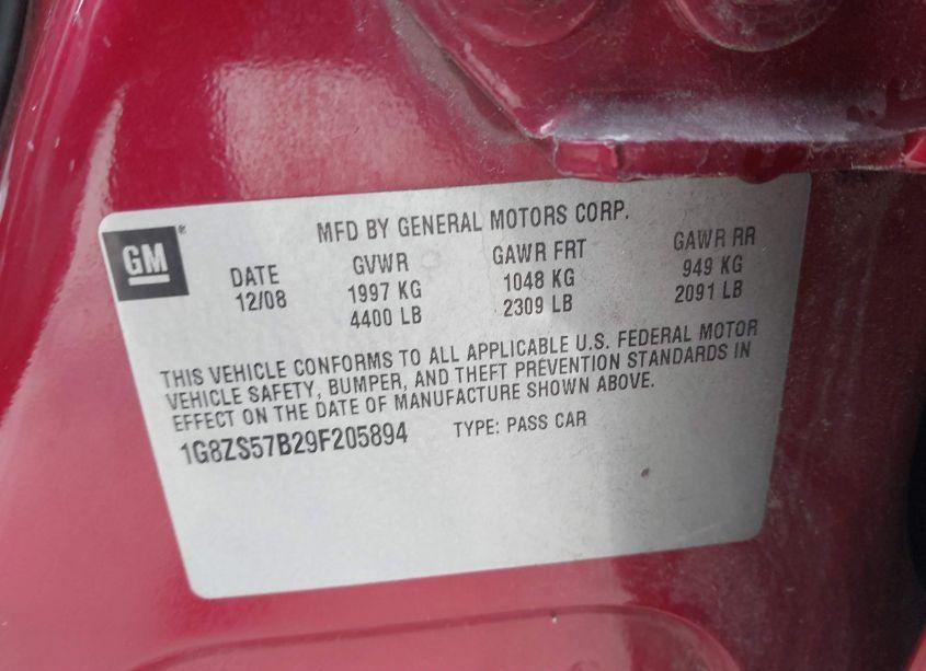 Photo 9 of 2009 Saturn Aura XE (VIN 1G8ZS57B29F205894)