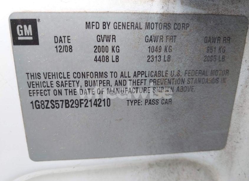 Photo 9 of 2009 Saturn Aura XE (VIN 1G8ZS57B29F214210)