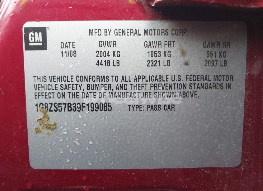 Photo 9 of 2009 Saturn Aura XE (VIN 1G8ZS57B39F199085)