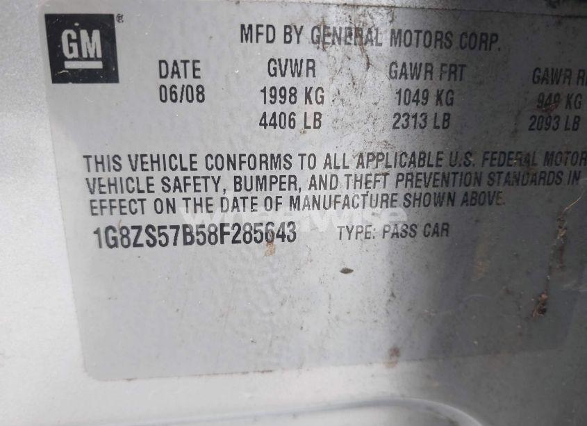 Photo 9 of 2008 Saturn Aura XE (VIN 1G8ZS57B58F285643)