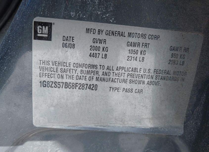 Photo 9 of 2008 Saturn Aura XE (VIN 1G8ZS57B68F287420)