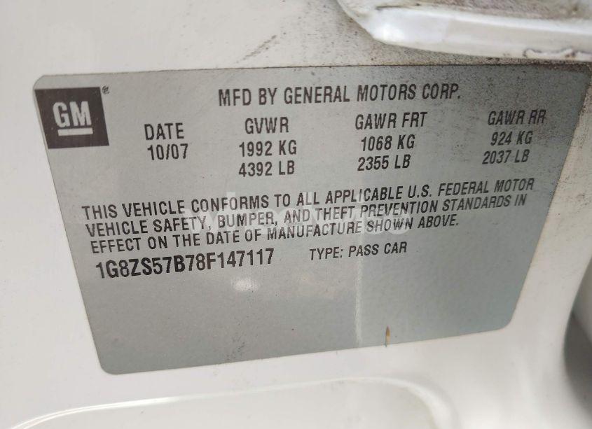 Photo 9 of 2008 Saturn Aura XE (VIN 1G8ZS57B78F147117)