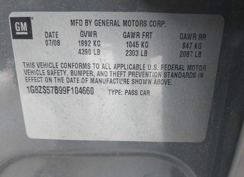 Photo 9 of 2009 Saturn Aura XE (VIN 1G8ZS57B99F104660)