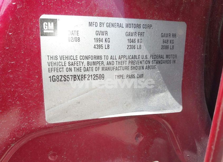 Photo 9 of 2008 Saturn Aura XE (VIN 1G8ZS57BX8F212509)