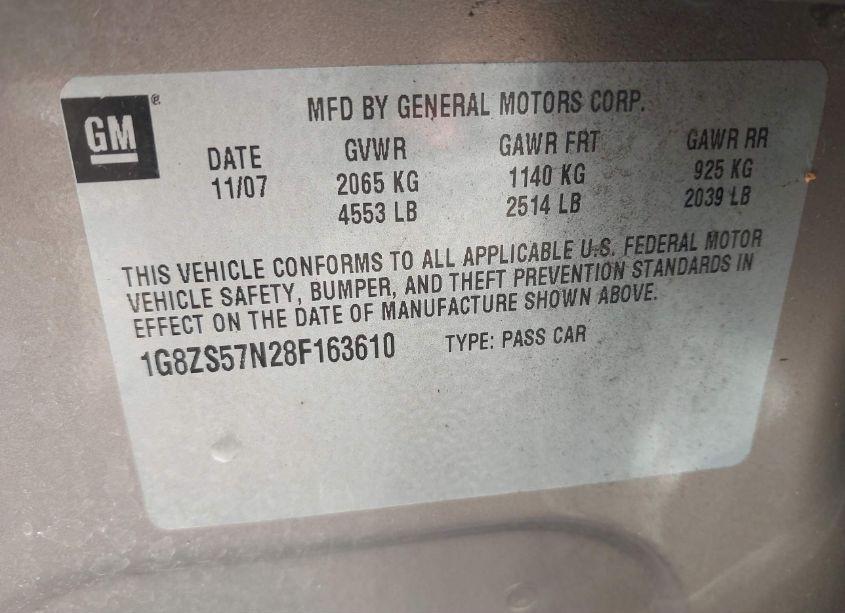 Photo 9 of 2008 Saturn Aura XE (VIN 1G8ZS57N28F163610)