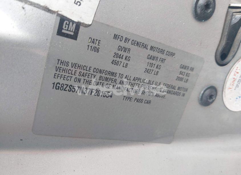 Photo 9 of 2007 Saturn Aura XE (VIN 1G8ZS57N37F201554)