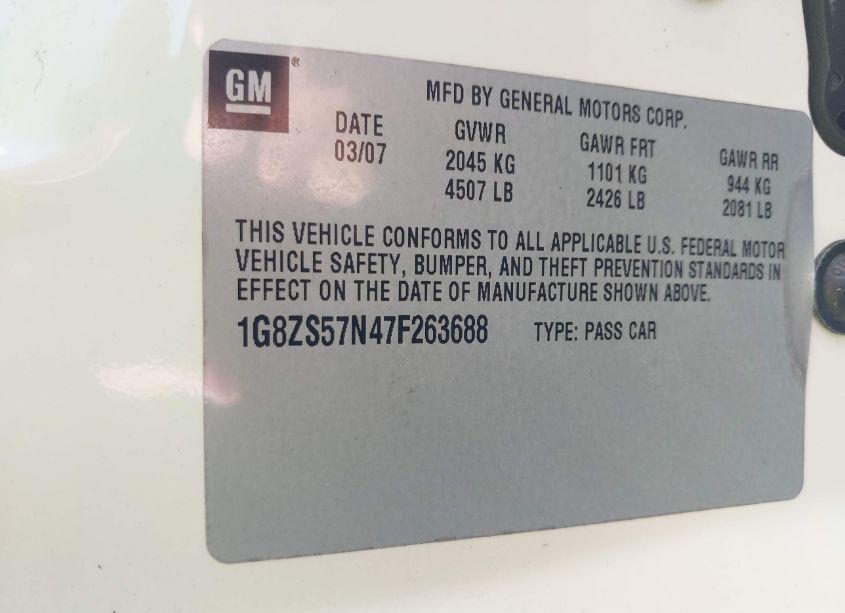 Photo 9 of 2007 Saturn Aura XE (VIN 1G8ZS57N47F263688)