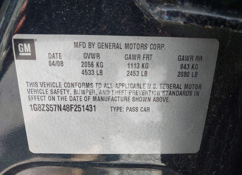 Photo 9 of 2008 Saturn Aura XE (VIN 1G8ZS57N48F251431)