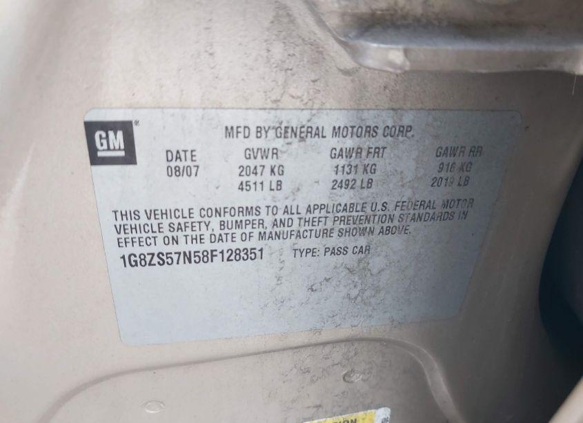 Photo 9 of 2008 Saturn Aura XE (VIN 1G8ZS57N58F128351)