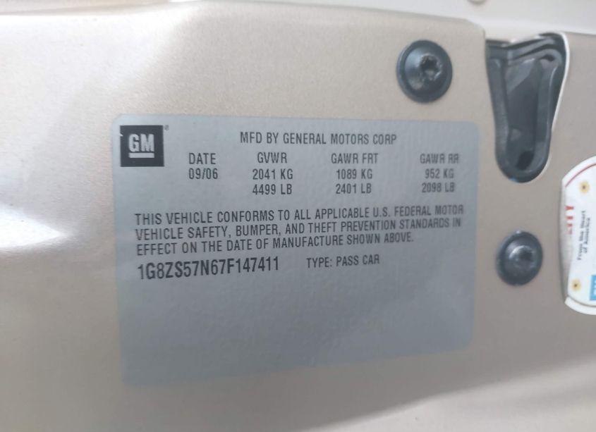 Photo 9 of 2007 Saturn Aura XE (VIN 1G8ZS57N67F147411)