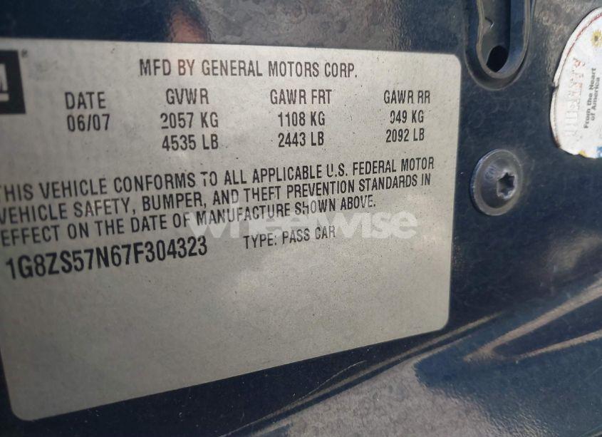 Photo 9 of 2007 Saturn Aura XE (VIN 1G8ZS57N67F304323)