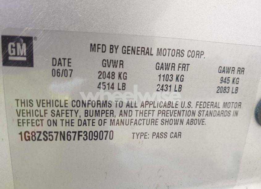 Photo 9 of 2007 Saturn Aura XE (VIN 1G8ZS57N67F309070)