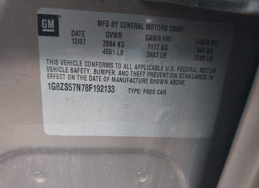 Photo 9 of 2008 Saturn Aura XE (VIN 1G8ZS57N78F192133)