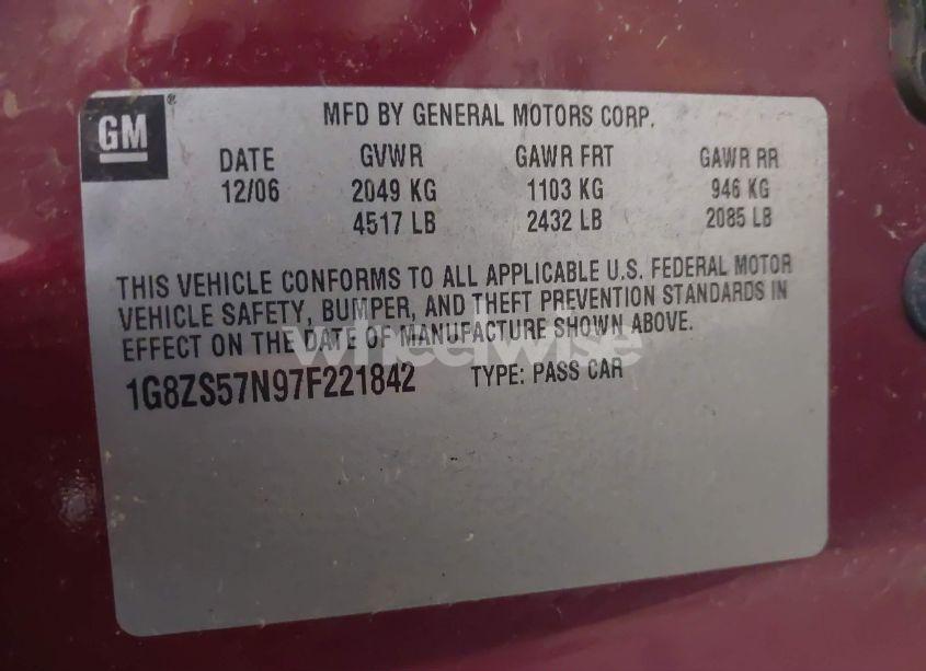 Photo 9 of 2007 Saturn Aura XE (VIN 1G8ZS57N97F221842)