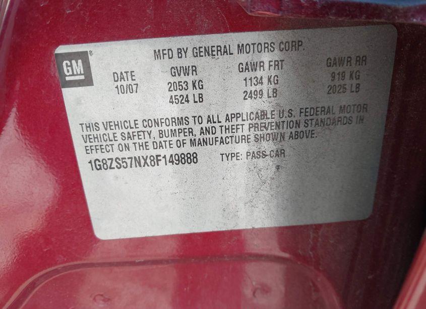 Photo 9 of 2008 Saturn Aura XE (VIN 1G8ZS57NX8F149888)