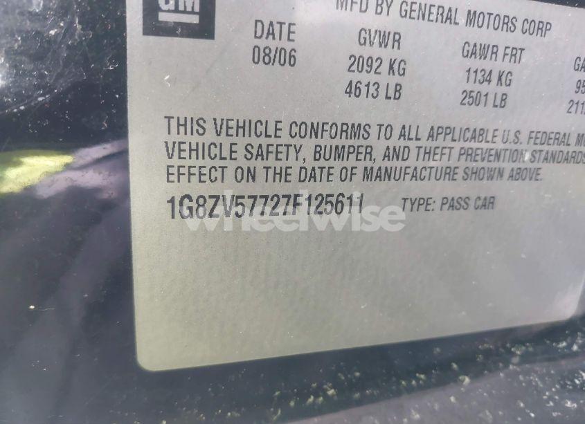 Photo 9 of 2007 Saturn Aura XR (VIN 1G8ZV57727F125611)