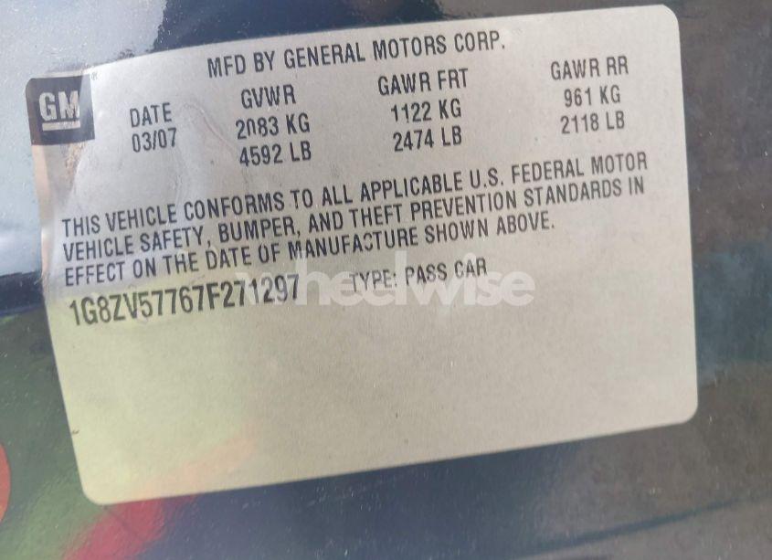 Photo 9 of 2007 Saturn Aura XR (VIN 1G8ZV57767F271297)