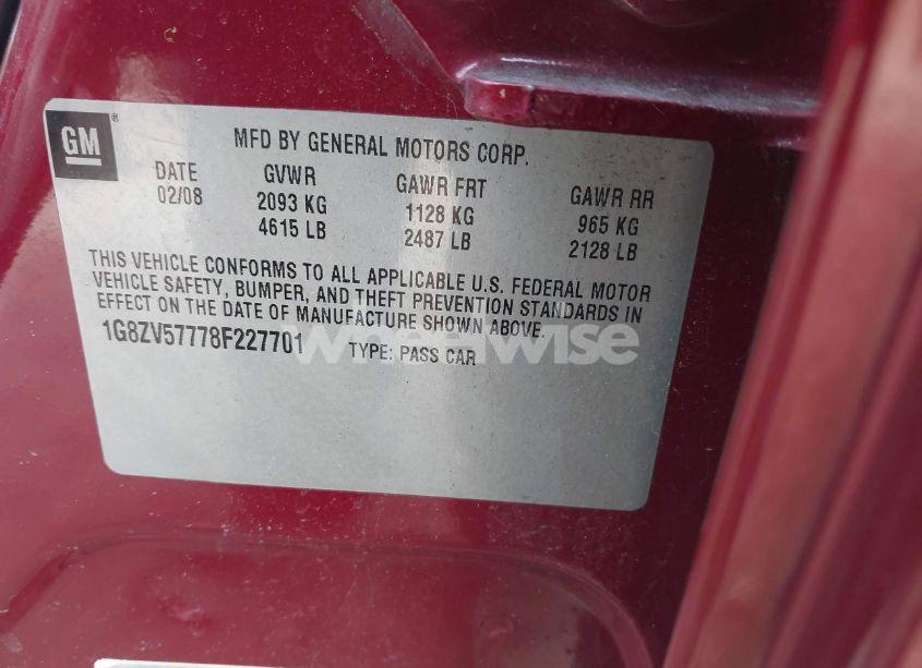 Photo 9 of 2008 Saturn Aura XR (VIN 1G8ZV57778F227701)