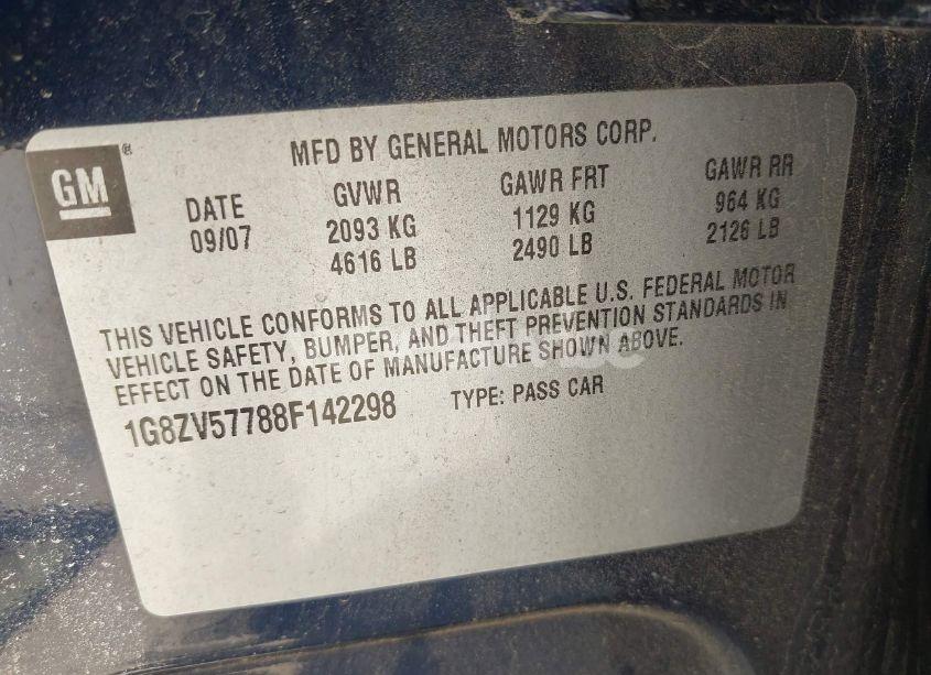 Photo 9 of 2008 Saturn Aura XR (VIN 1G8ZV57788F142298)