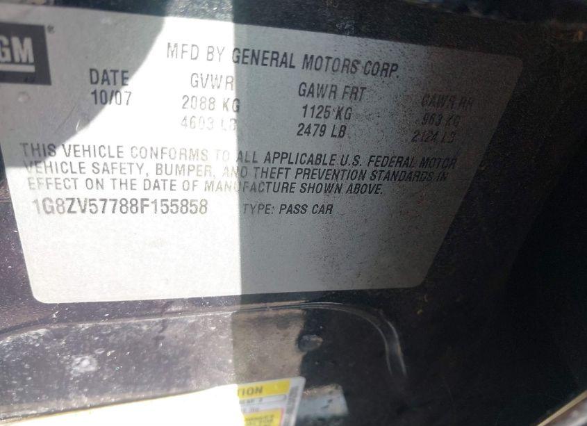 Photo 9 of 2008 Saturn Aura XR (VIN 1G8ZV57788F155858)