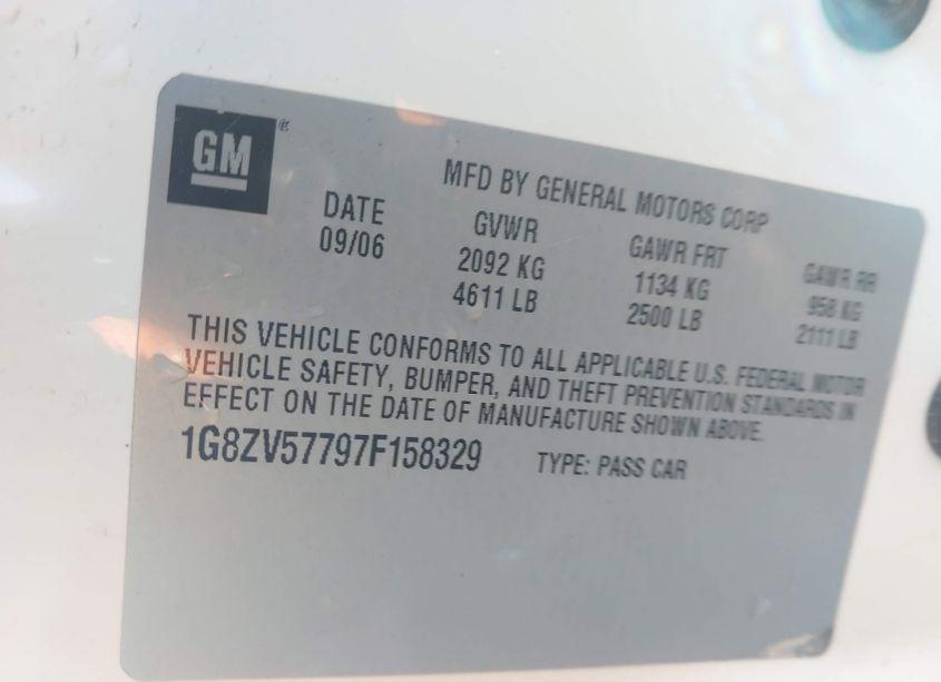 Photo 9 of 2007 Saturn Aura XR (VIN 1G8ZV57797F158329)