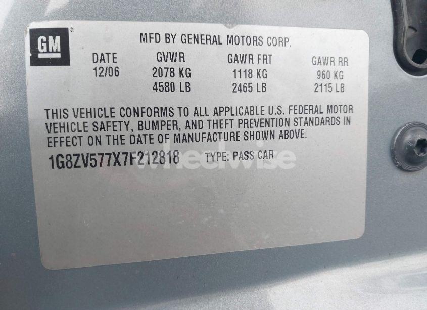 Photo 9 of 2007 Saturn Aura XR (VIN 1G8ZV577X7F212818)