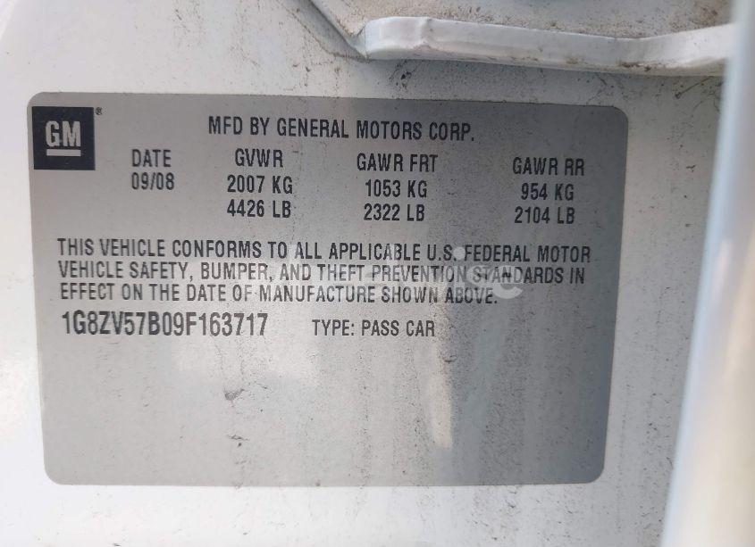 Photo 9 of 2009 Saturn Aura XR (VIN 1G8ZV57B09F163717)