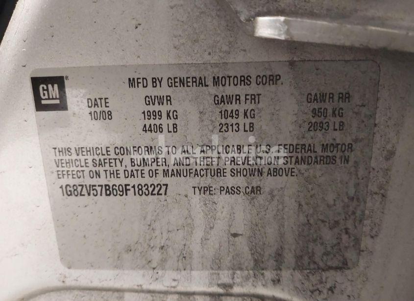 Photo 9 of 2009 Saturn Aura XR (VIN 1G8ZV57B69F183227)