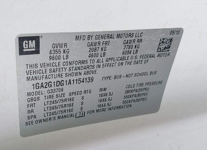 Photo 9 of 2010 Chevrolet Express 3500 LT (VIN 1GA2G1DG1A1154139)