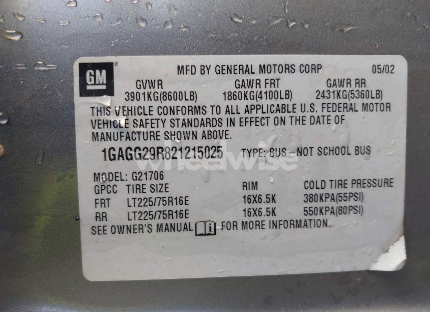 Photo 9 of 2002 Chevrolet Express (VIN 1GAGG29R821215025)