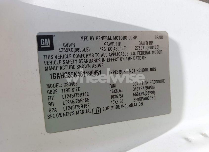 Photo 9 of 2008 Chevrolet Express LS (VIN 1GAHG35K481188451)