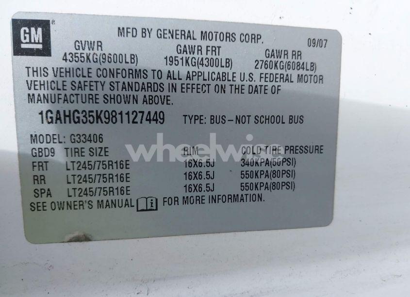 Photo 9 of 2008 Chevrolet Express LS (VIN 1GAHG35K981127449)