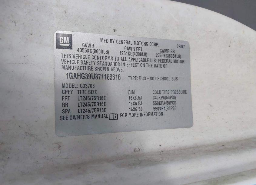 Photo 9 of 2007 Chevrolet Express LS (VIN 1GAHG39U371183316)