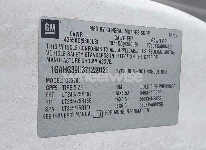 Photo 9 of 2007 Chevrolet Express LS (VIN 1GAHG39U371239125)