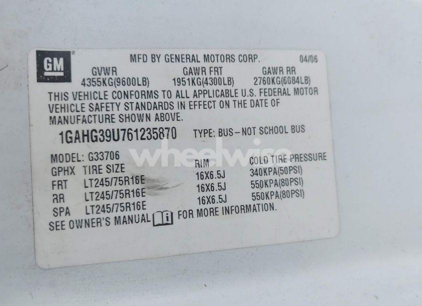 Photo 9 of 2006 Chevrolet Express LS (VIN 1GAHG39U761235870)