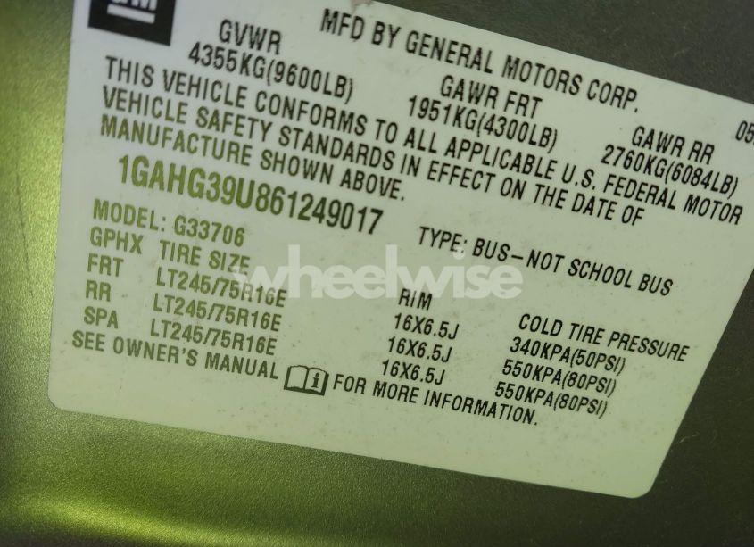 Photo 9 of 2006 Chevrolet Express LS (VIN 1GAHG39U861249017)