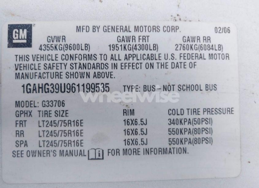 Photo 9 of 2006 Chevrolet Express LS (VIN 1GAHG39U961199535)