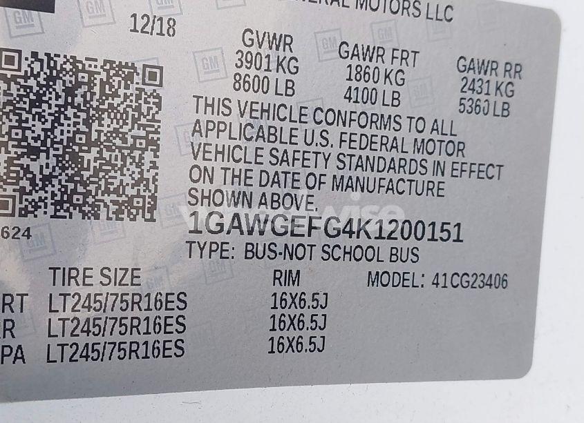 Photo 9 of 2019 Chevrolet Express 2500 LS (VIN 1GAWGEFG4K1200151)