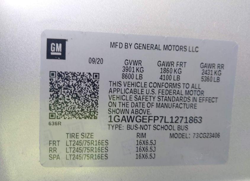 Photo 9 of 2020 Chevrolet Express PASSENGER RWD 2500 REGULAR WHEELBASE LS (VIN 1GAWGEFP7L1271863)