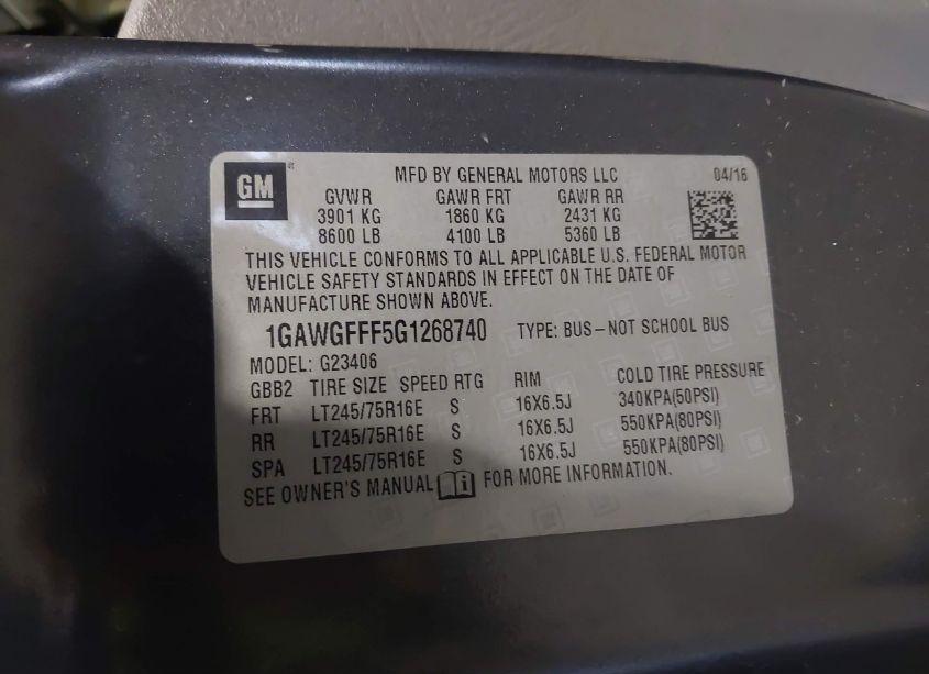 Photo 9 of 2016 Chevrolet Express 2500 LT (VIN 1GAWGFFF5G1268740)