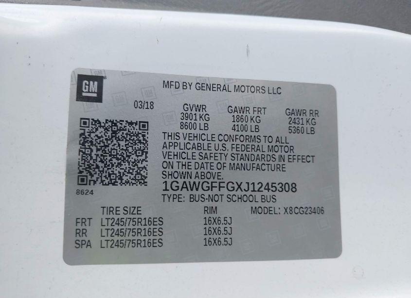 Photo 9 of 2018 Chevrolet Express 2500 LT (VIN 1GAWGFFGXJ1245308)